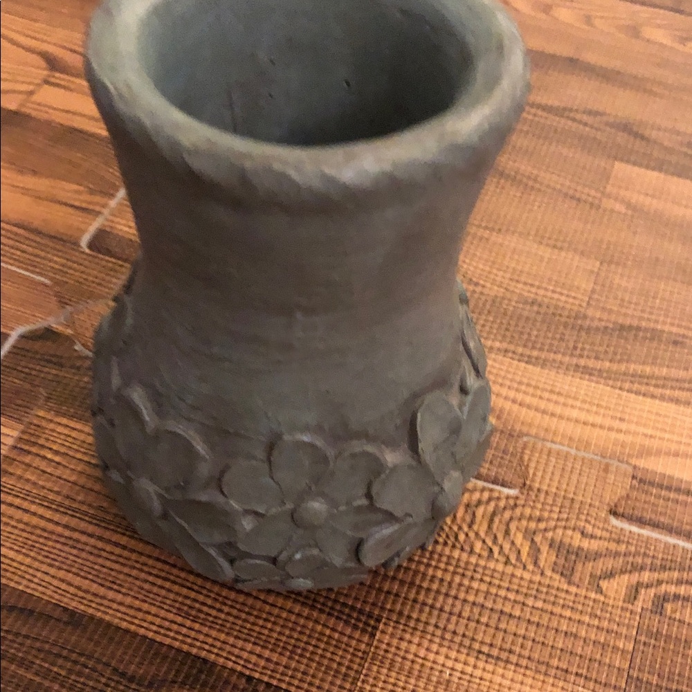 Gray Floral Ceramic Accent Vase by